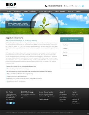 Web Design by pb for BIOP Biopolymers Technologies AG | Design: #2398460