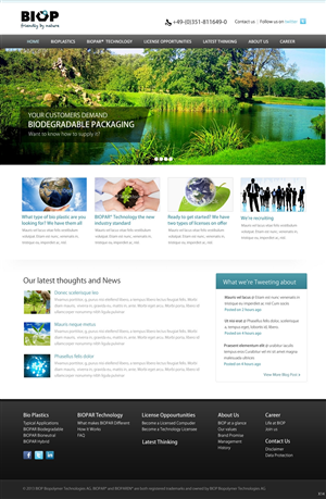 Web Design by pb for BIOP Biopolymers Technologies AG | Design: #2398463