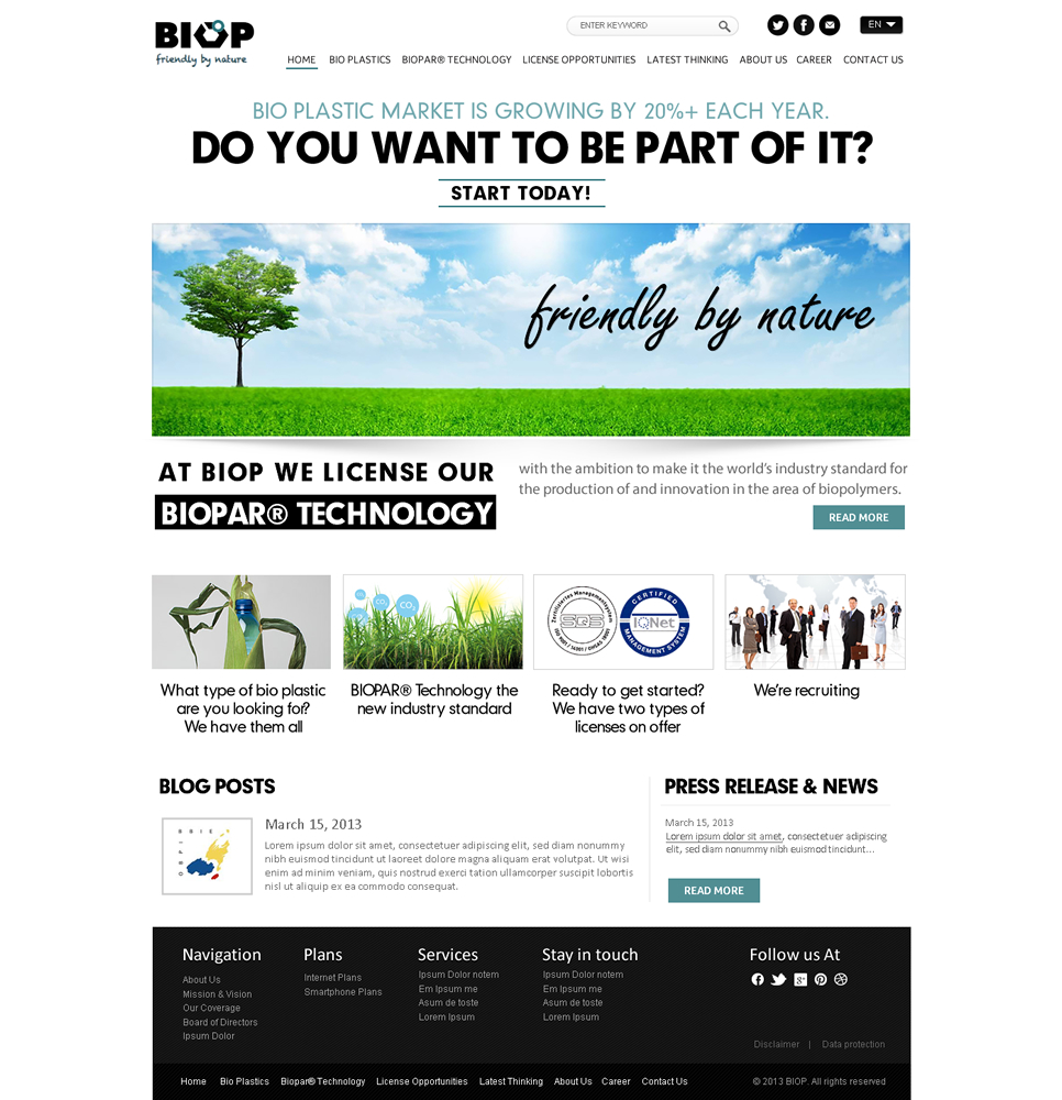 Web-Design von Behriatech für BIOP Biopolymers Technologies AG | Design #2412628