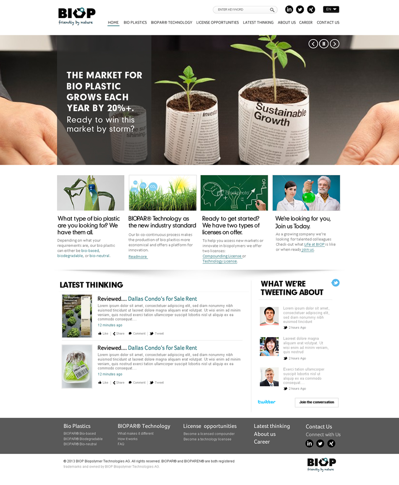 Web-Design von Behriatech für BIOP Biopolymers Technologies AG | Design #2459475