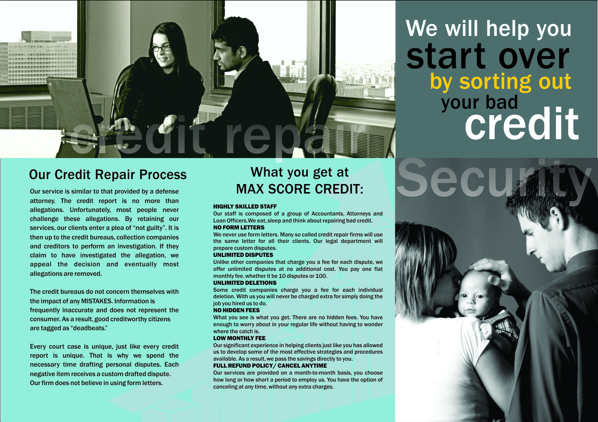 Brochure Design by MJ for Max Score Credit LLC | Design #2409501