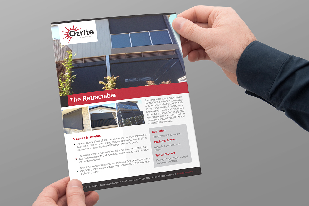 Brochure Design by BrandWar for Ozrite - Awnings & Outdoor Blinds | Design #2359966