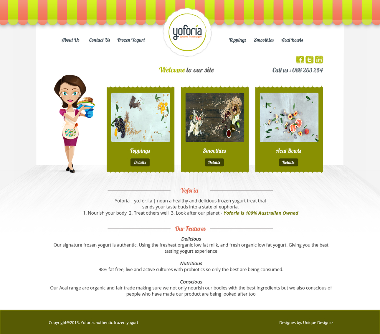 Web-Design von UniqueDesignz für Yoforia Frozen Yogurt | Design #2371204