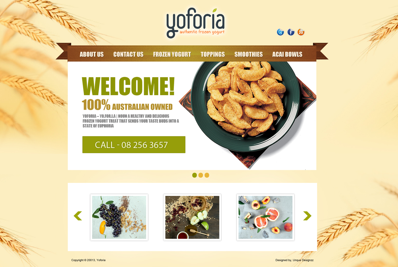 Web-Design von UniqueDesignz für Yoforia Frozen Yogurt | Design #2371331
