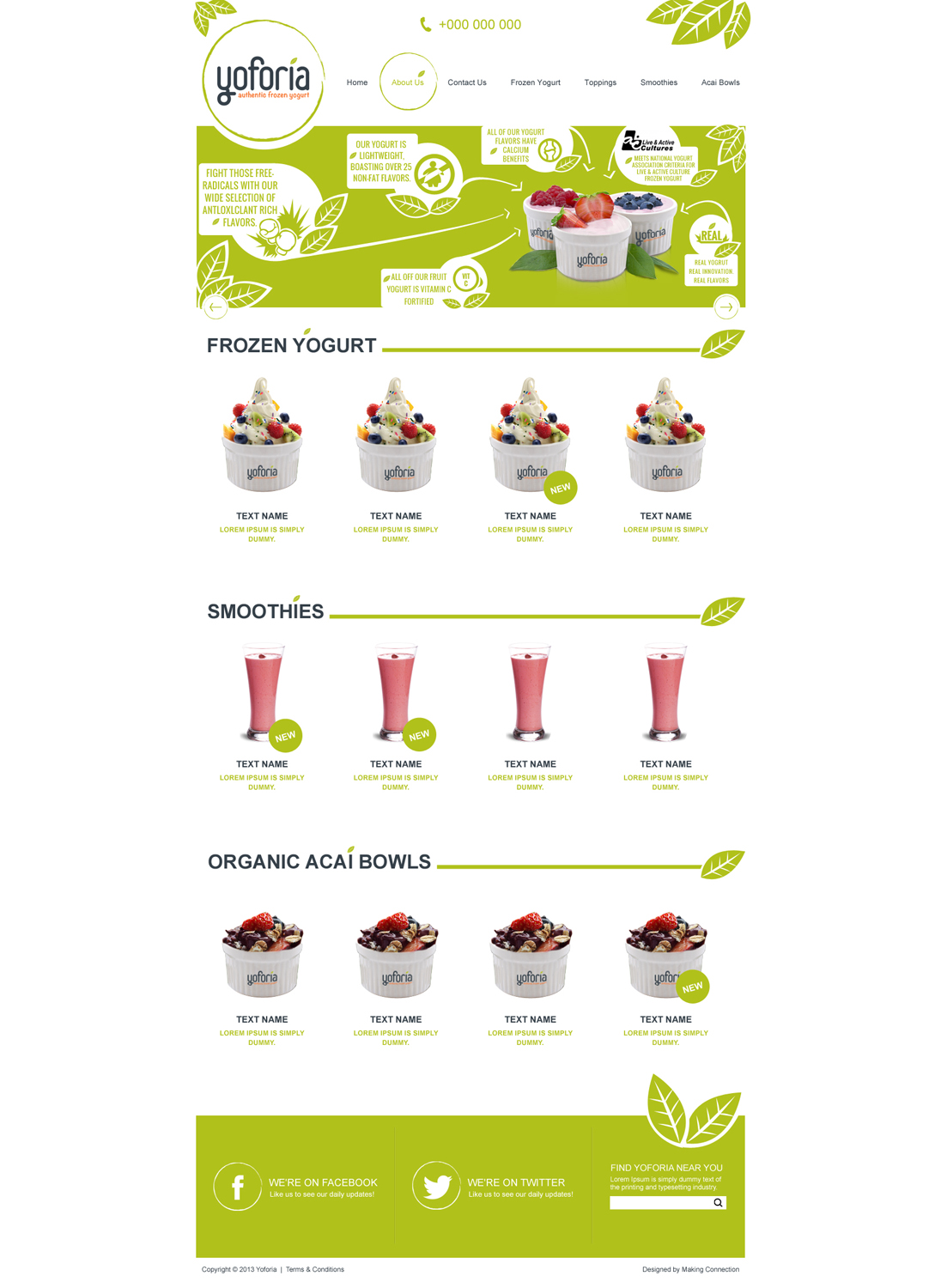 Web Design by Impressive Solutions for Yoforia Frozen Yogurt | Design #2375619