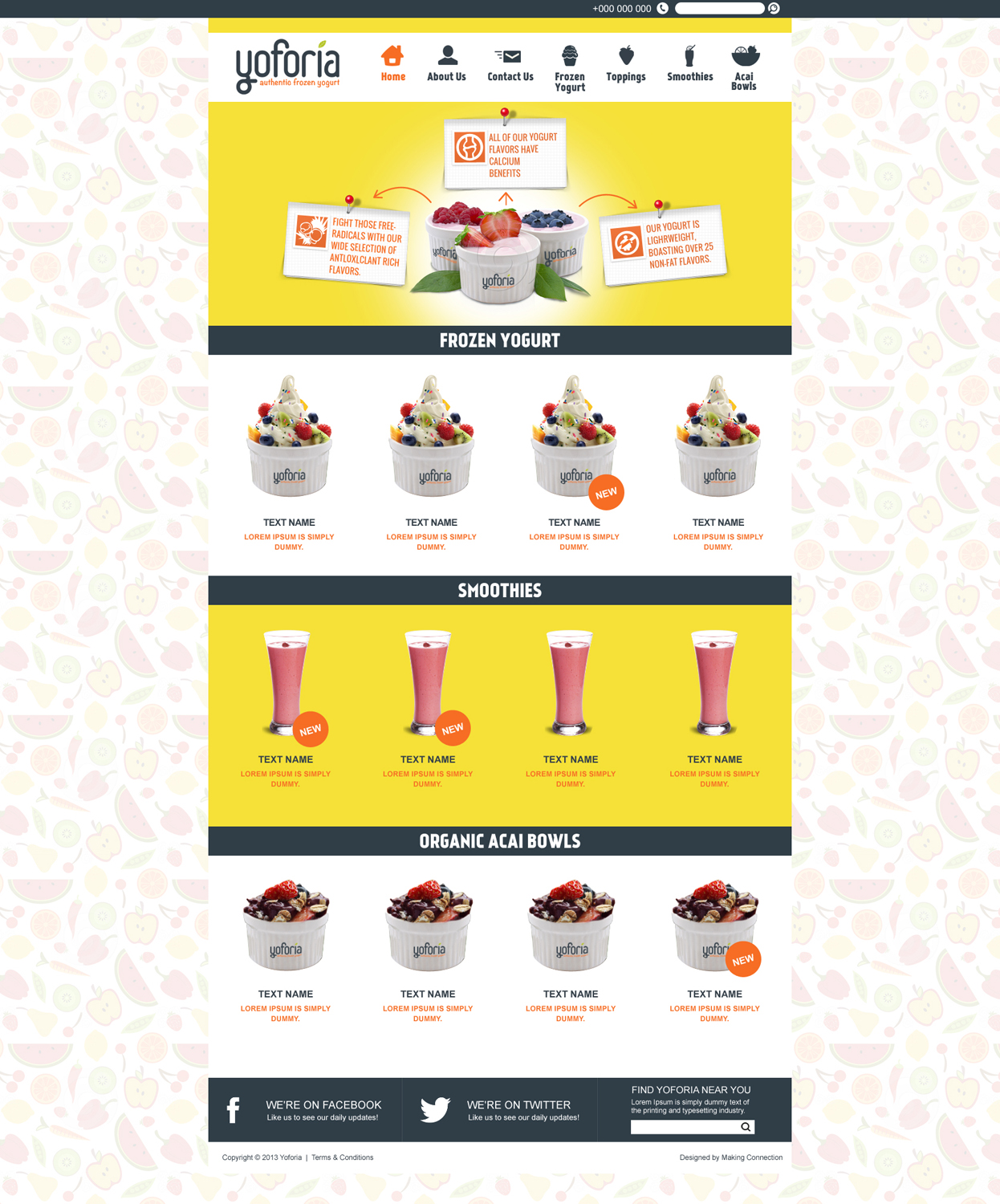 Web Design by Impressive Solutions for Yoforia Frozen Yogurt | Design #2386067
