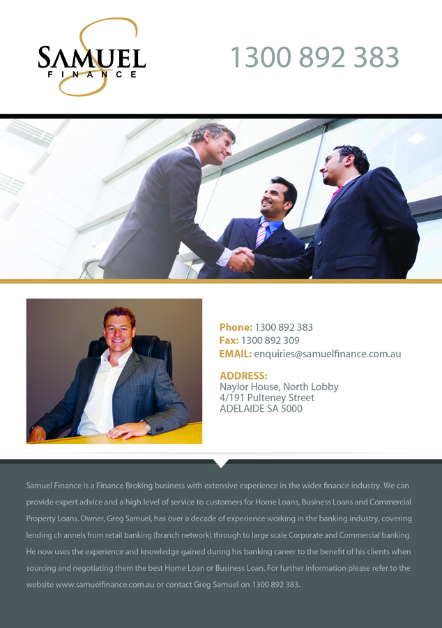 Design de Flyer par Octav pour Samuel Finance Pty Ltd | Design #2410360