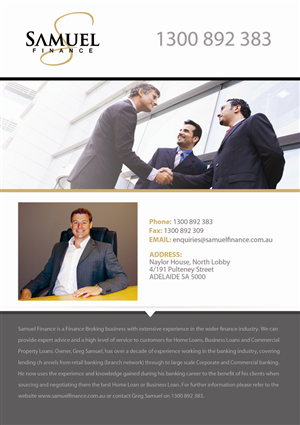 Flyer Design by Octav for Samuel Finance Pty Ltd | Design: #2410360