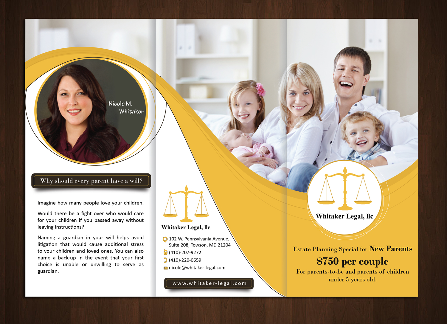 Diseño de Flyer por nyky para Whitaker Legal, LLC | Diseño #12016286