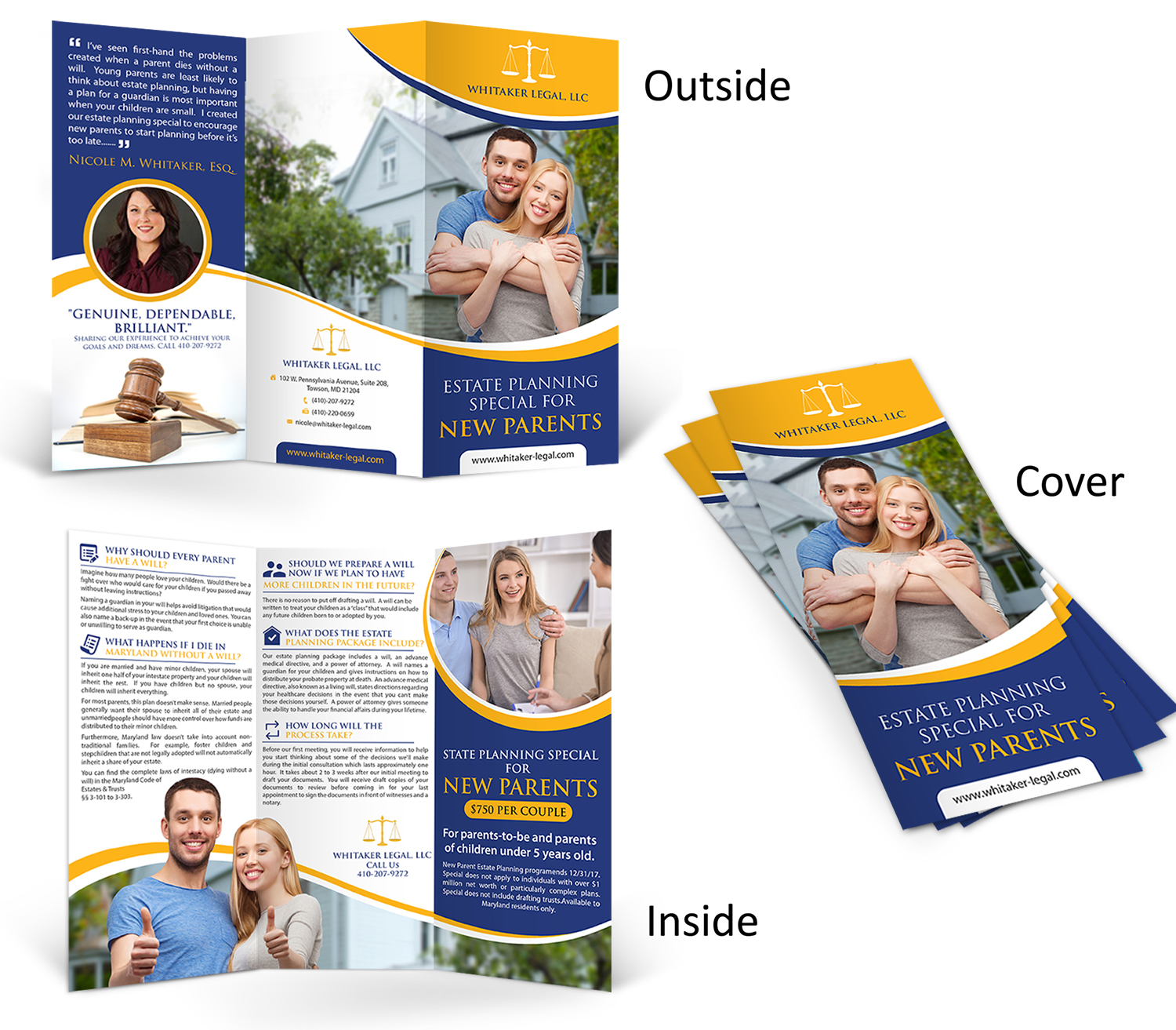 Diseño de Flyer por aspiremedia para Whitaker Legal, LLC | Diseño #11984587