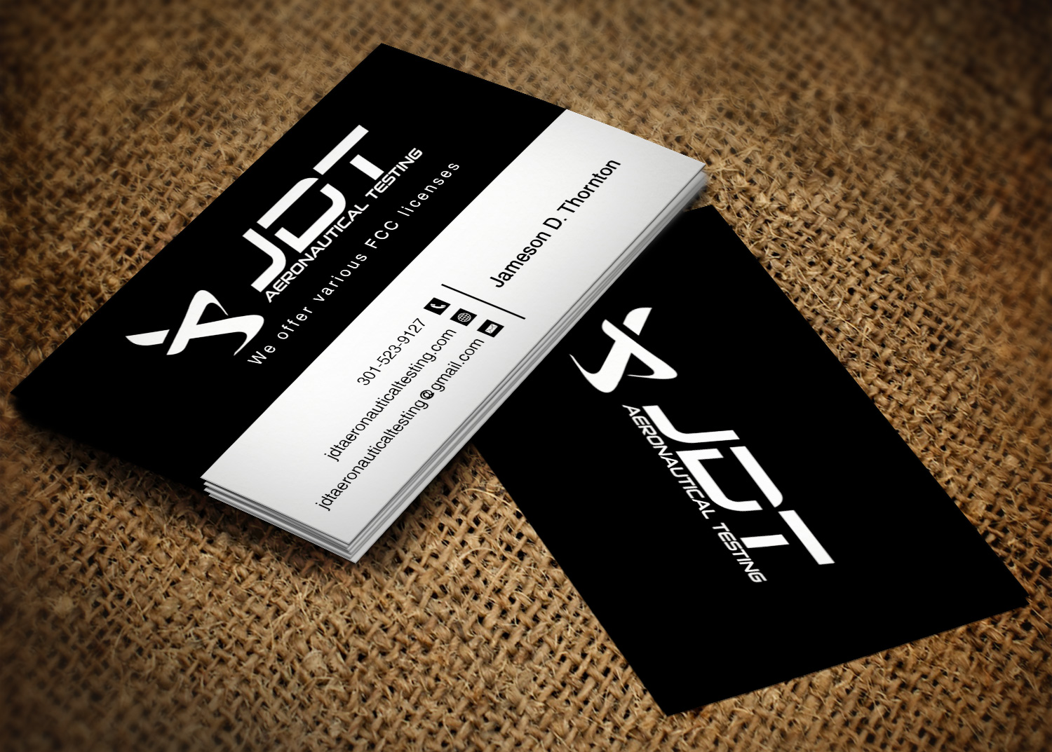 Business Card Design by Pixi Dust for JDT Aeronautical Testing | Design #11904814