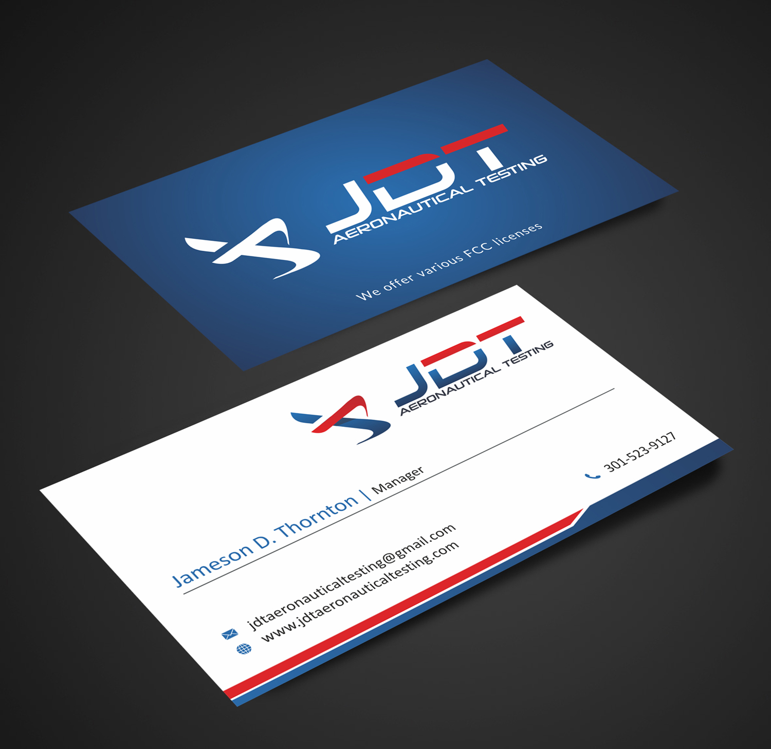 Visitenkarten-Design von SKYdesign für JDT Aeronautical Testing | Design #11909312