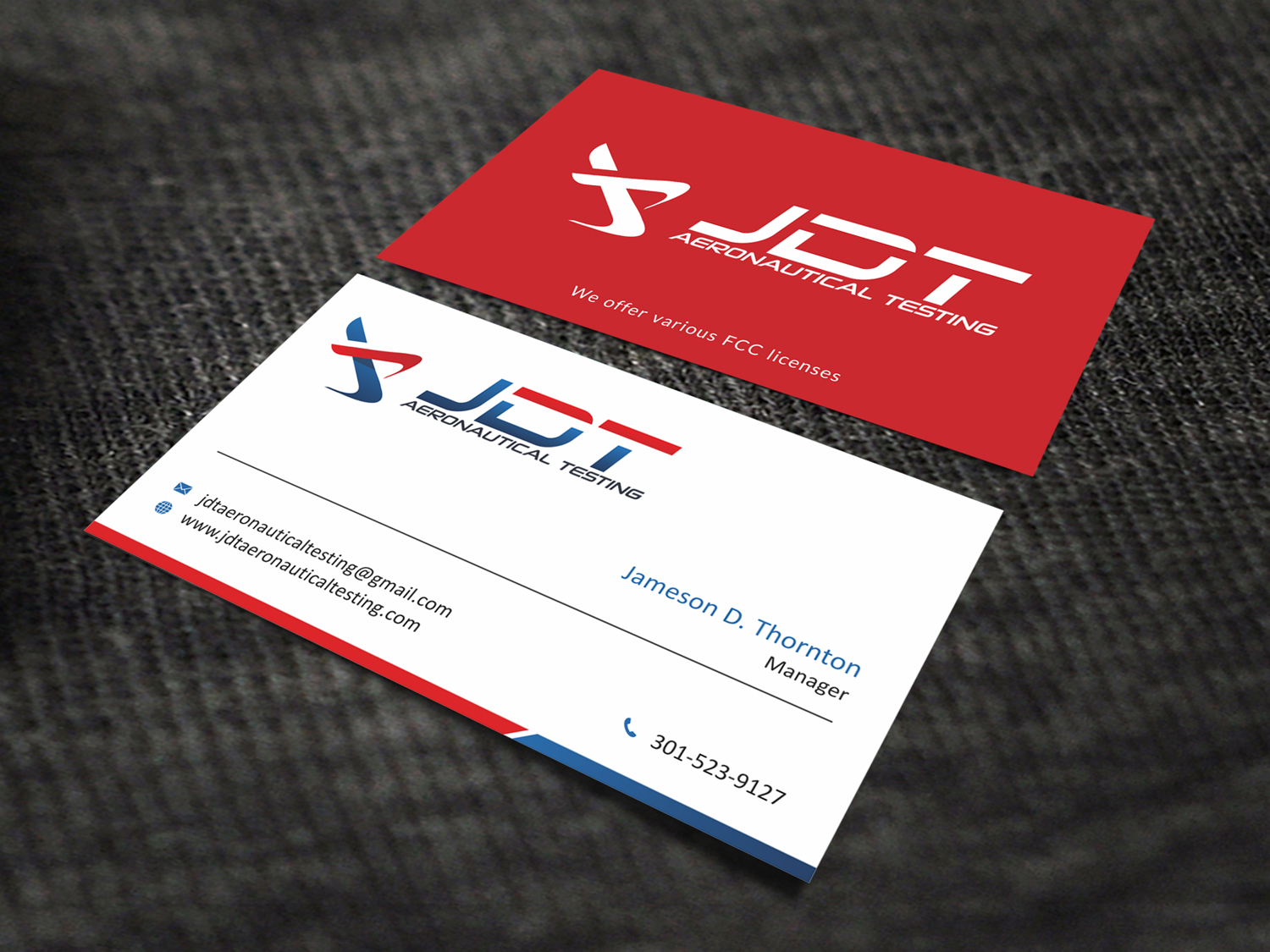 Business Card Design by SKYdesign for JDT Aeronautical Testing | Design #11909315