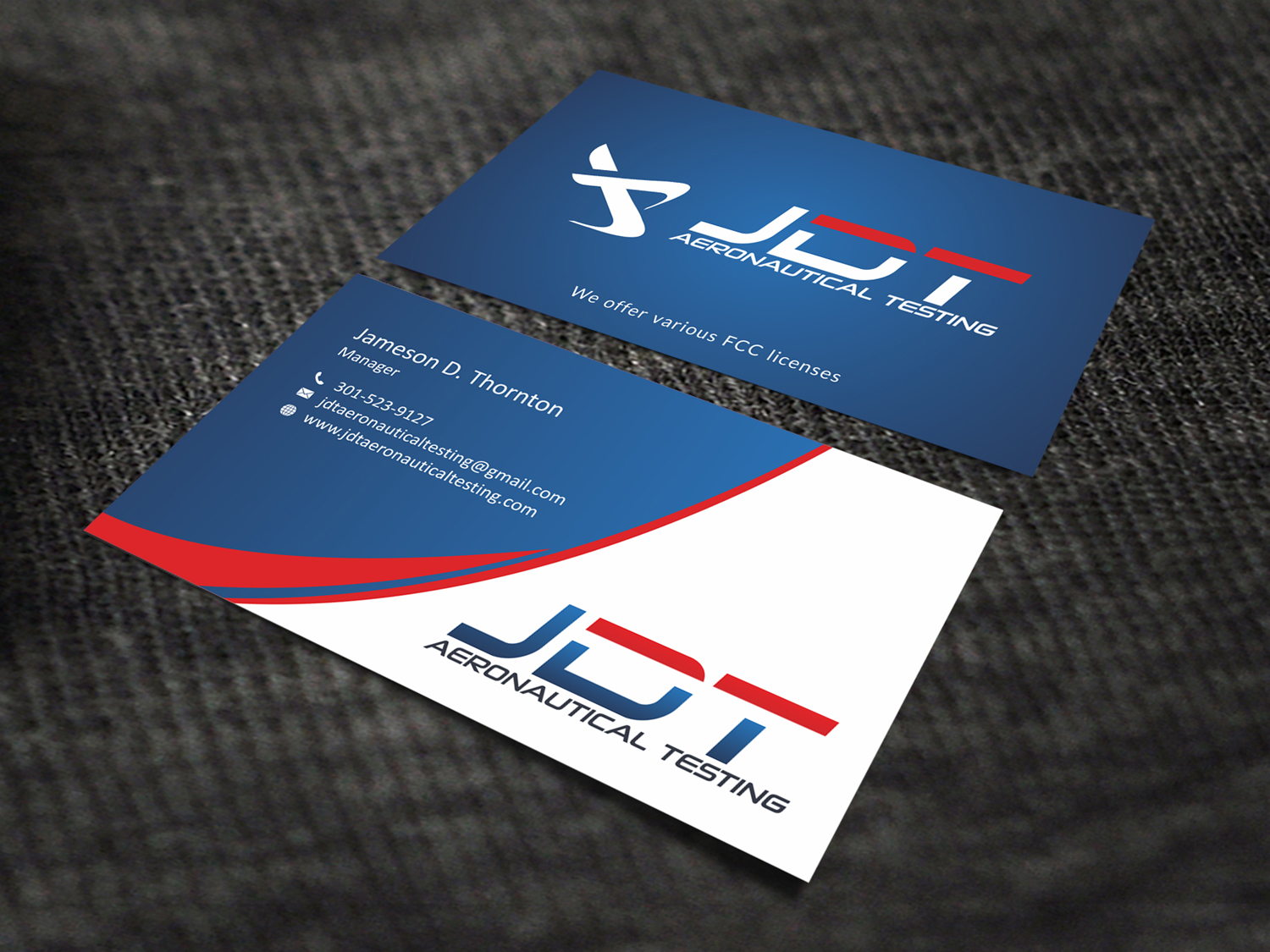 Business Card Design by SKYdesign for JDT Aeronautical Testing | Design #11909317