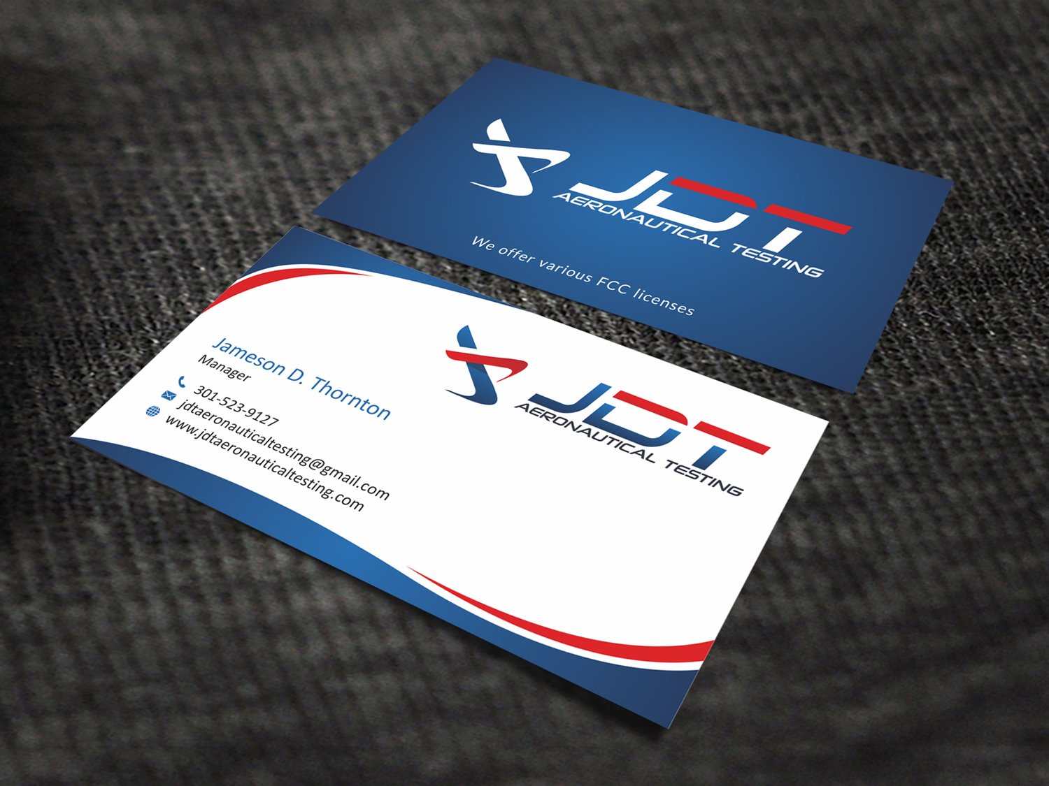 Business Card Design by SKYdesign for JDT Aeronautical Testing | Design #11909322