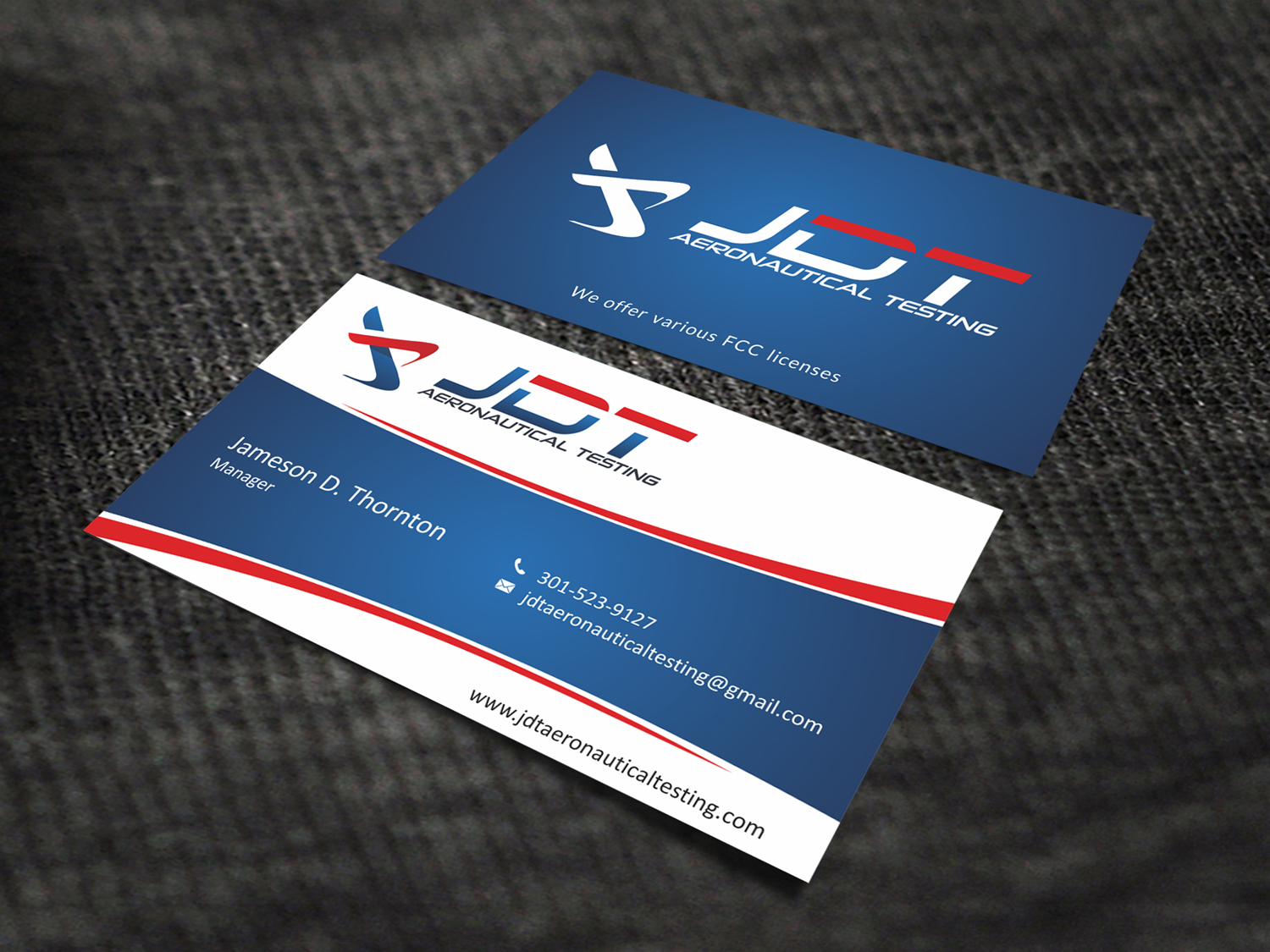 Business Card Design by SKYdesign for JDT Aeronautical Testing | Design #11909326