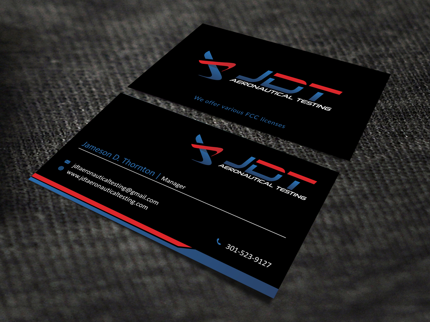 Business Card Design by SKYdesign for JDT Aeronautical Testing | Design #11909416