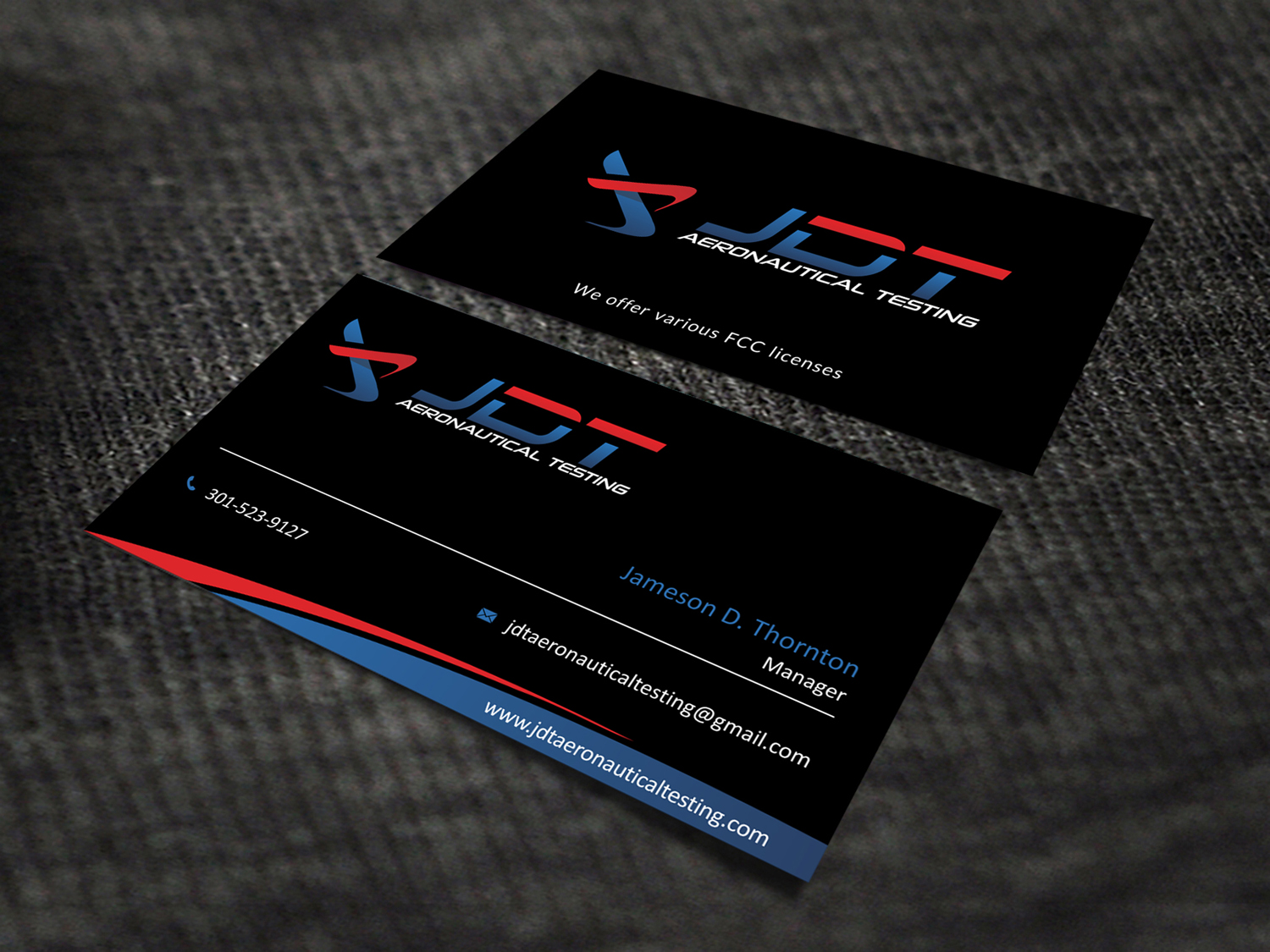 Business Card Design by SKYdesign for JDT Aeronautical Testing | Design #11909417