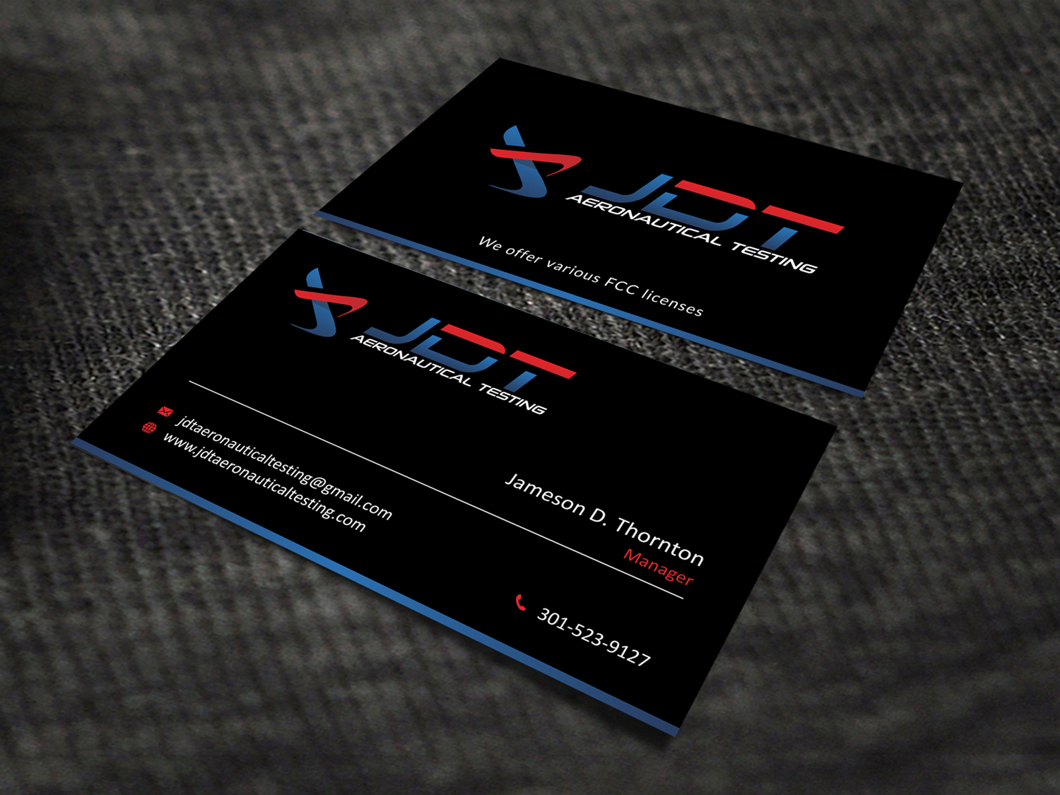Business Card Design by SKYdesign for JDT Aeronautical Testing | Design #11909418