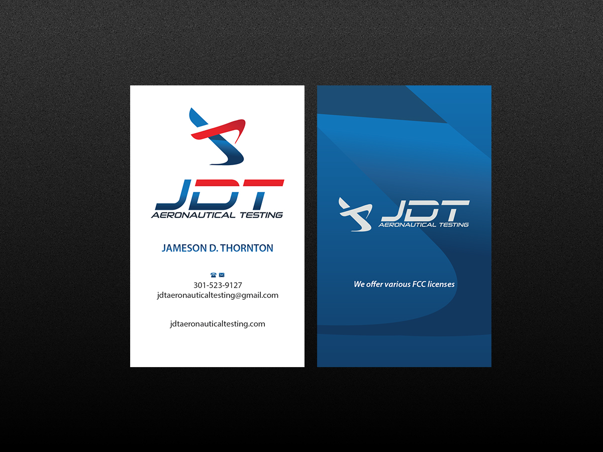 Business Card Design by Creations Box 2015 for JDT Aeronautical Testing | Design #11911381