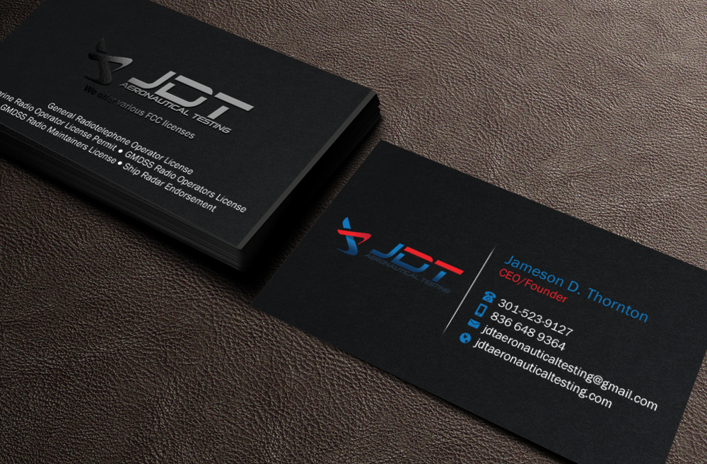Visitenkarten-Design von Brand aid für JDT Aeronautical Testing | Design #11906754