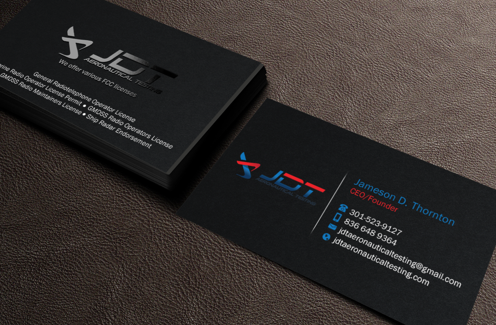 Visitenkarten-Design von Brand aid für JDT Aeronautical Testing | Design #11906755