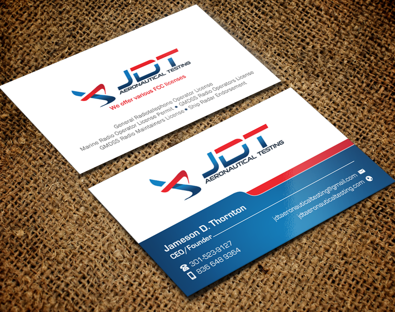 Visitenkarten-Design von Brand aid für JDT Aeronautical Testing | Design #11932050