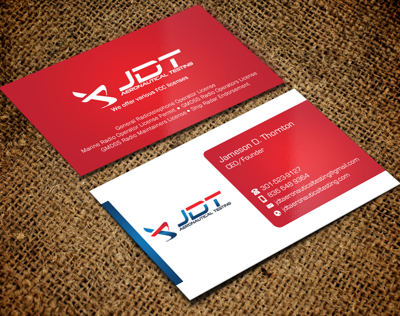 Business Card Design by Brand aid for JDT Aeronautical Testing | Design #11932052