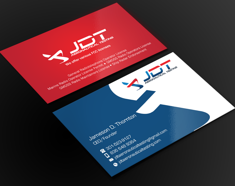 Business Card Design by Brand aid for JDT Aeronautical Testing | Design #11932056