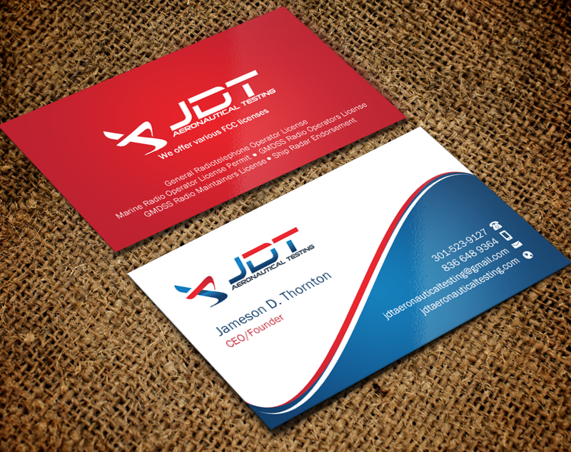 Visitenkarten-Design von Brand aid für JDT Aeronautical Testing | Design #11932060