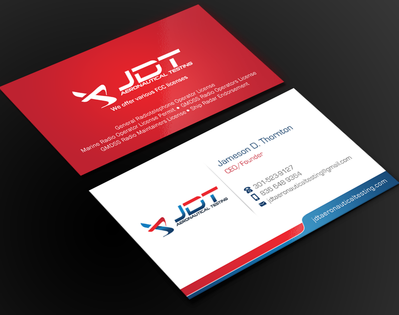 Business Card Design by Brand aid for JDT Aeronautical Testing | Design #11932062