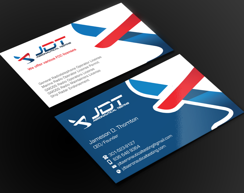 Business Card Design by Brand aid for JDT Aeronautical Testing | Design #11932064