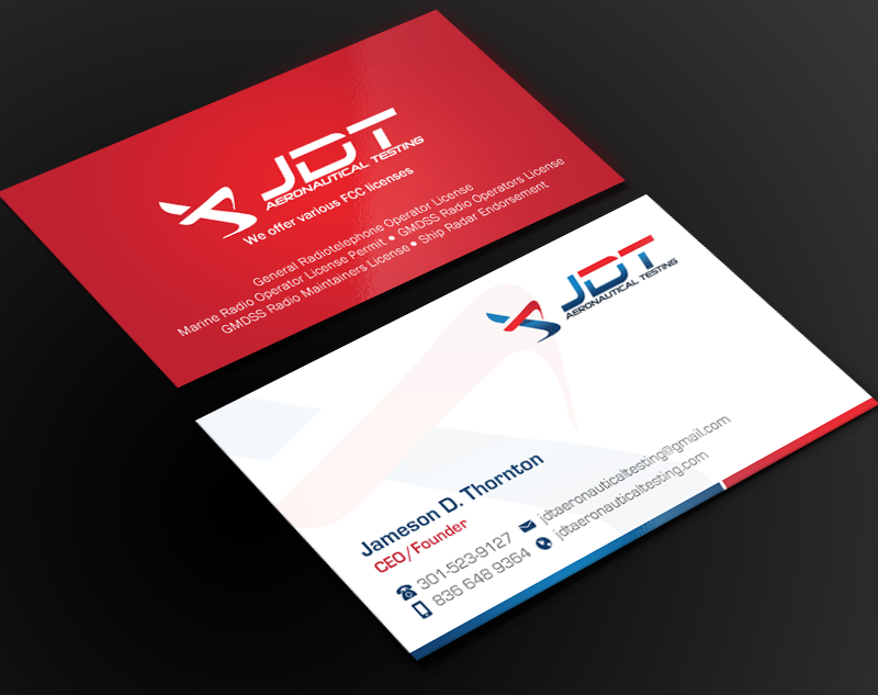 Business Card Design by Brand aid for JDT Aeronautical Testing | Design #11932069