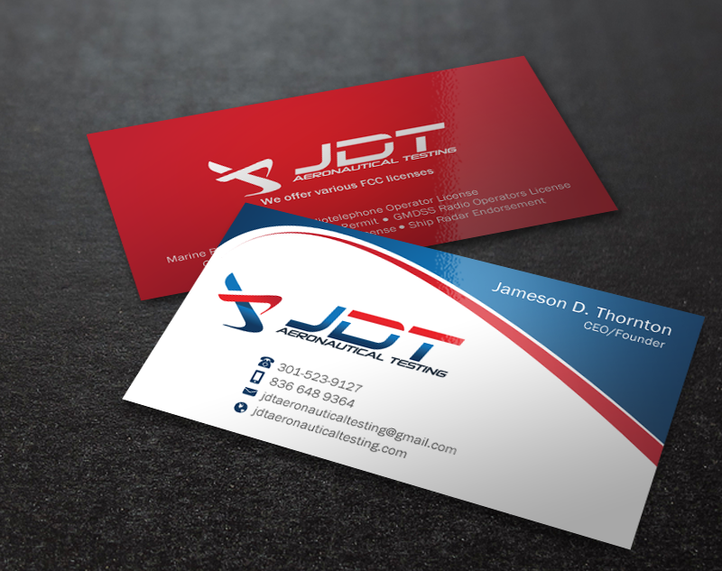 Business Card Design by Brand aid for JDT Aeronautical Testing | Design #11932087