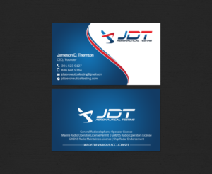 Business Card Design by chandrayaan.creative for JDT Aeronautical Testing | Design: #11906371