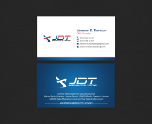 Business Card Design by chandrayaan.creative for JDT Aeronautical Testing | Design: #11906378