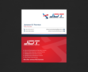 Business Card Design by chandrayaan.creative for JDT Aeronautical Testing | Design: #11906379