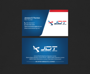 Business Card Design by chandrayaan.creative for JDT Aeronautical Testing | Design: #11906382