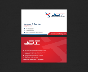 Business Card Design by chandrayaan.creative for JDT Aeronautical Testing | Design: #11906386