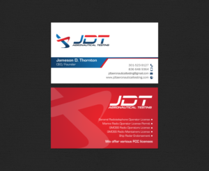 Business Card Design by chandrayaan.creative for JDT Aeronautical Testing | Design: #11906407
