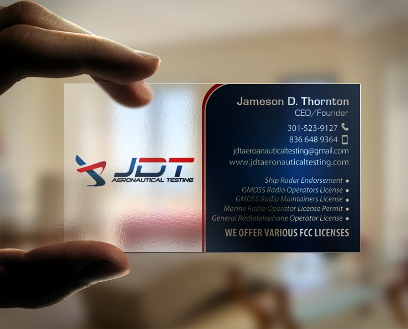 Business Card Design by chandrayaan.creative for JDT Aeronautical Testing | Design #11912896