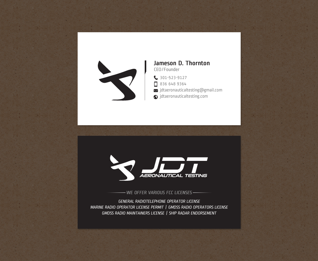 Business Card Design by chandrayaan.creative for JDT Aeronautical Testing | Design #11918433
