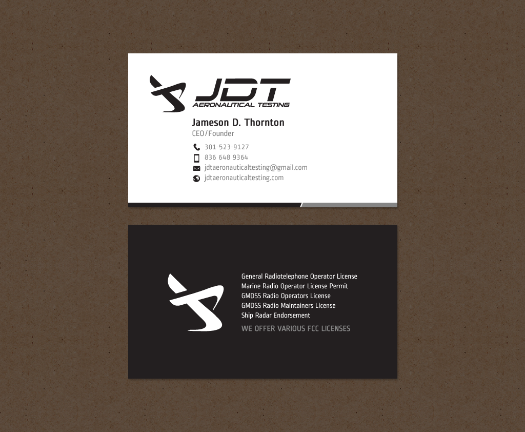 Business Card Design by chandrayaan.creative for JDT Aeronautical Testing | Design #11918434
