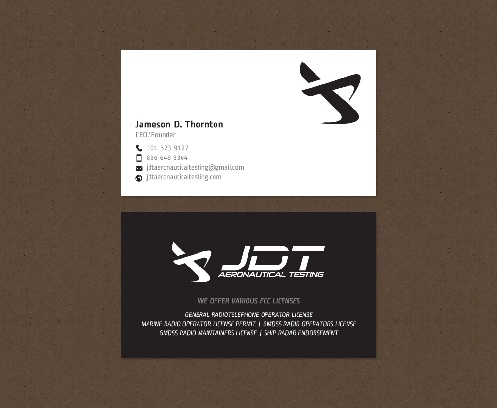 Business Card Design by chandrayaan.creative for JDT Aeronautical Testing | Design #11918435