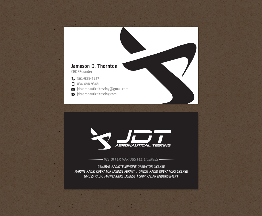 Business Card Design by chandrayaan.creative for JDT Aeronautical Testing | Design #11918436