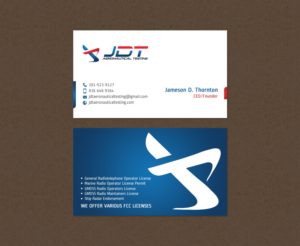 Business Card Design by chandrayaan.creative for JDT Aeronautical Testing | Design: #11918446