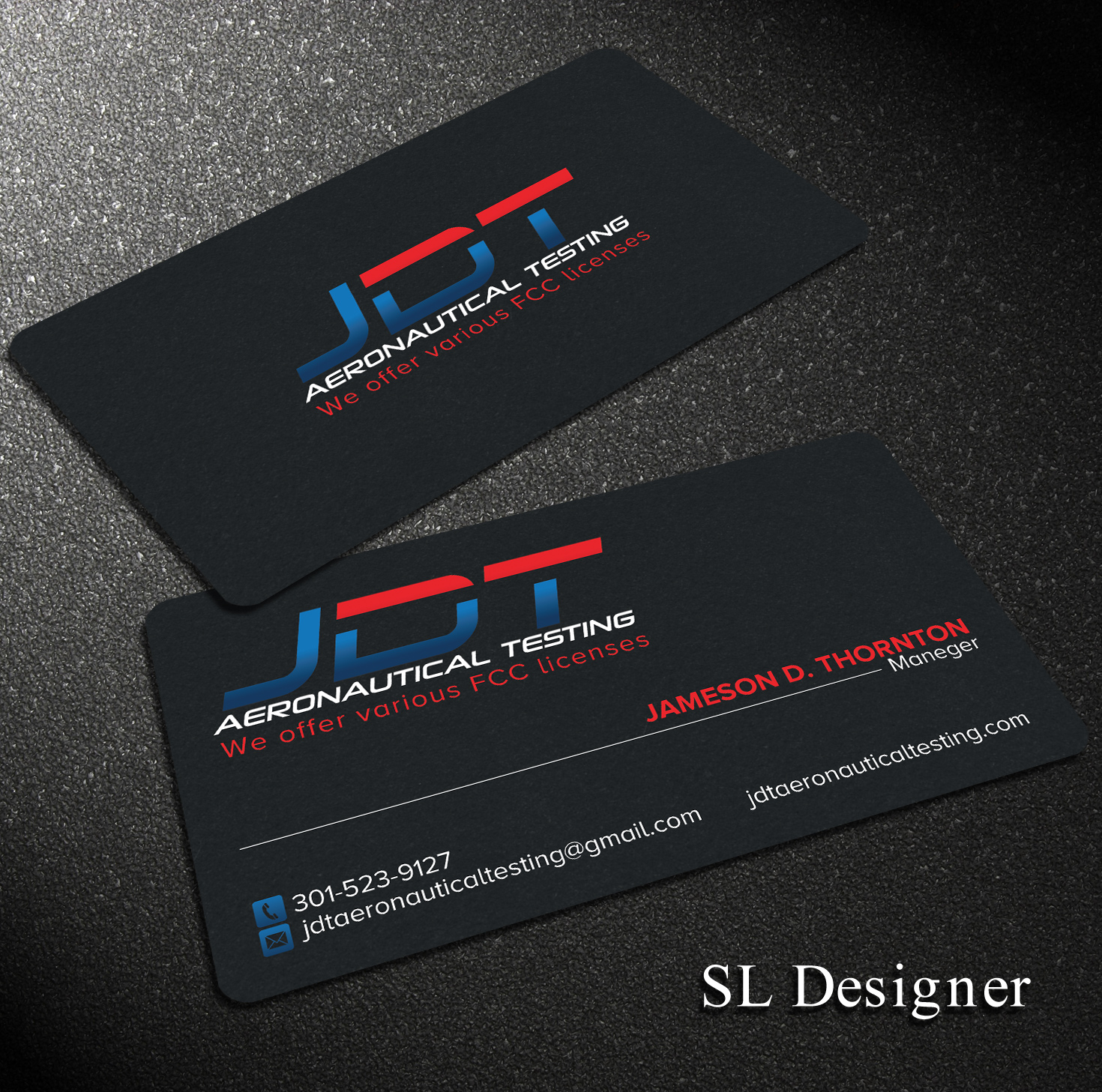 Diseño de Tarjeta de Presentación por SL Designer para JDT Aeronautical Testing | Diseño #11904535