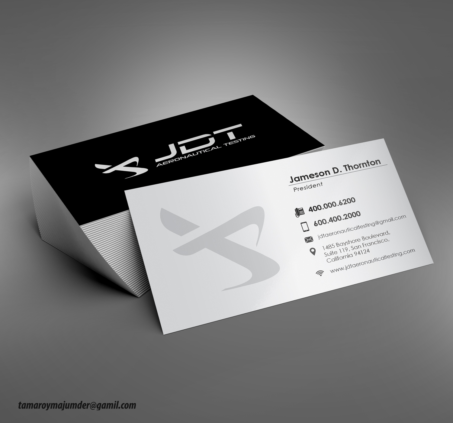 Visitenkarten-Design von Tama R.M für JDT Aeronautical Testing | Design #11933175