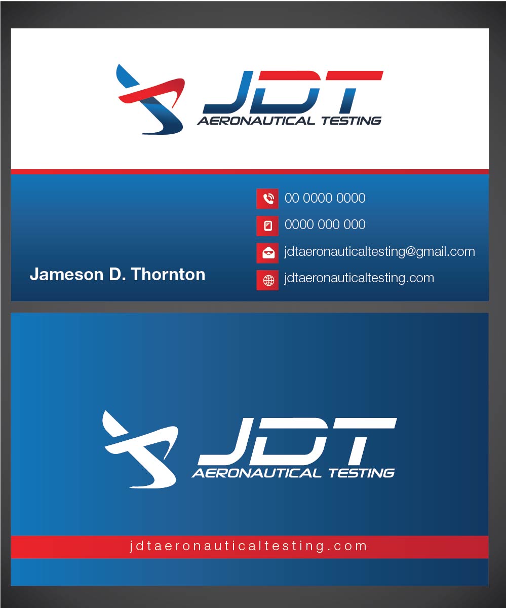 Business Card Design by Isnah Logo for JDT Aeronautical Testing | Design #11909440