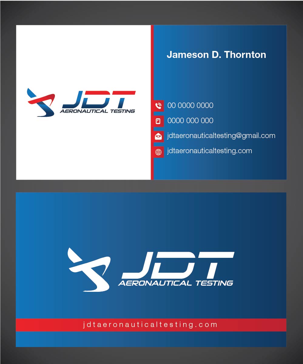 Business Card Design by Isnah Logo for JDT Aeronautical Testing | Design #11909441